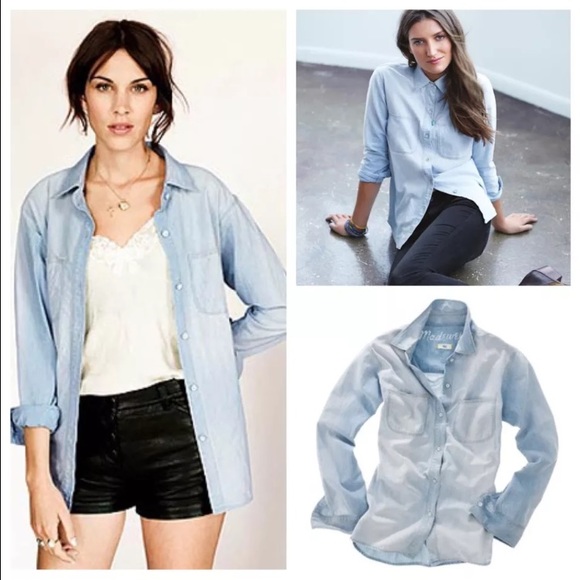 Madewell Perfect Chambray Shirt - Picture 2 of 9